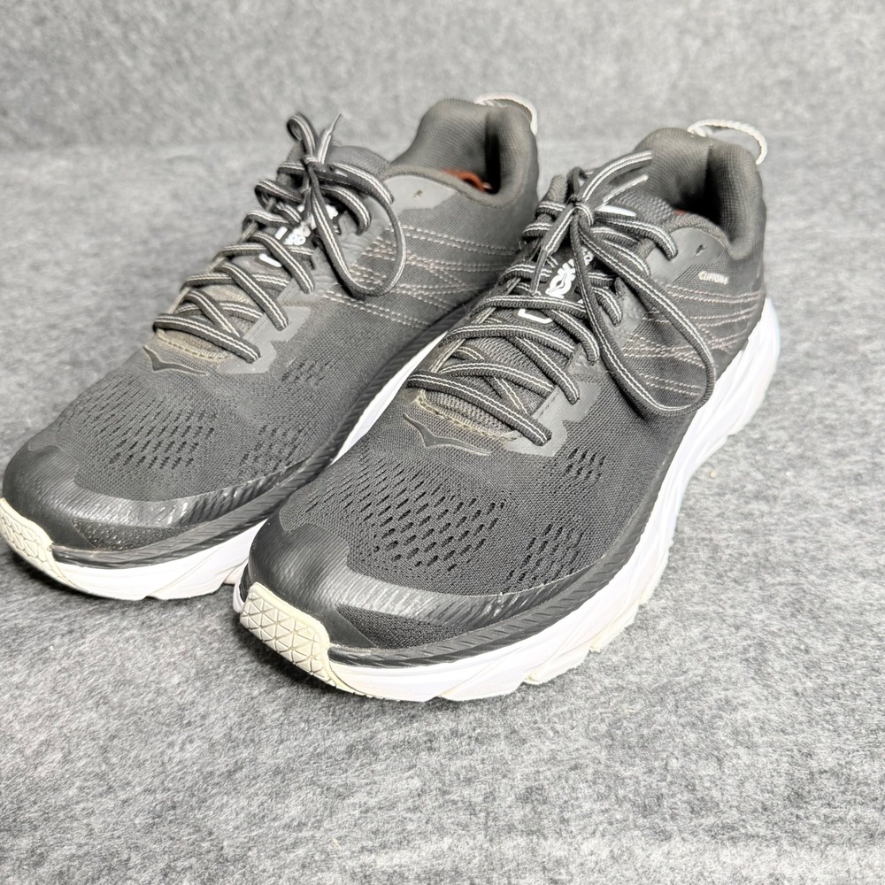Hoka One One Clifton 6 Womens Running Shoes Black White 1102873 Size 9
